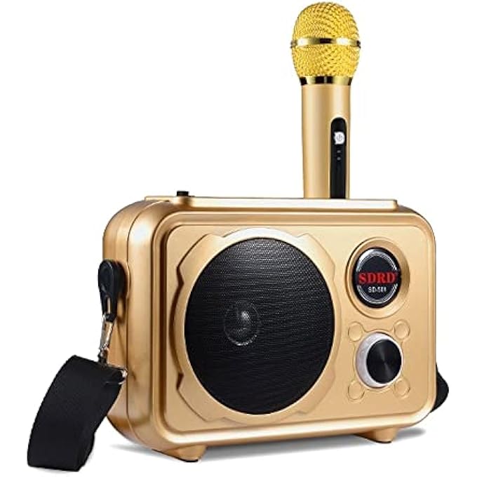 SDRD SD-501 HOME SPEAKER MICROPHONE INTEGRATED SINGLE SING MOBILE PHONE KARAOKE | GOLD - Image 2